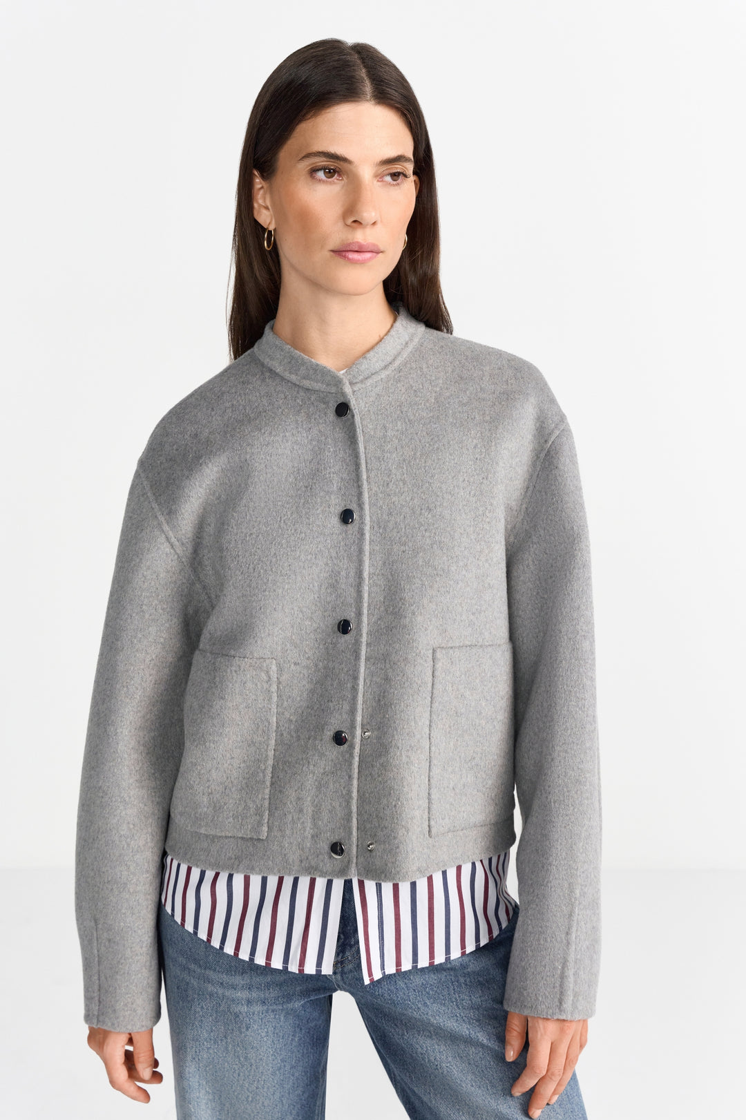 Bomber Jacket Splittable Wool, silver mist 844 Bild 3