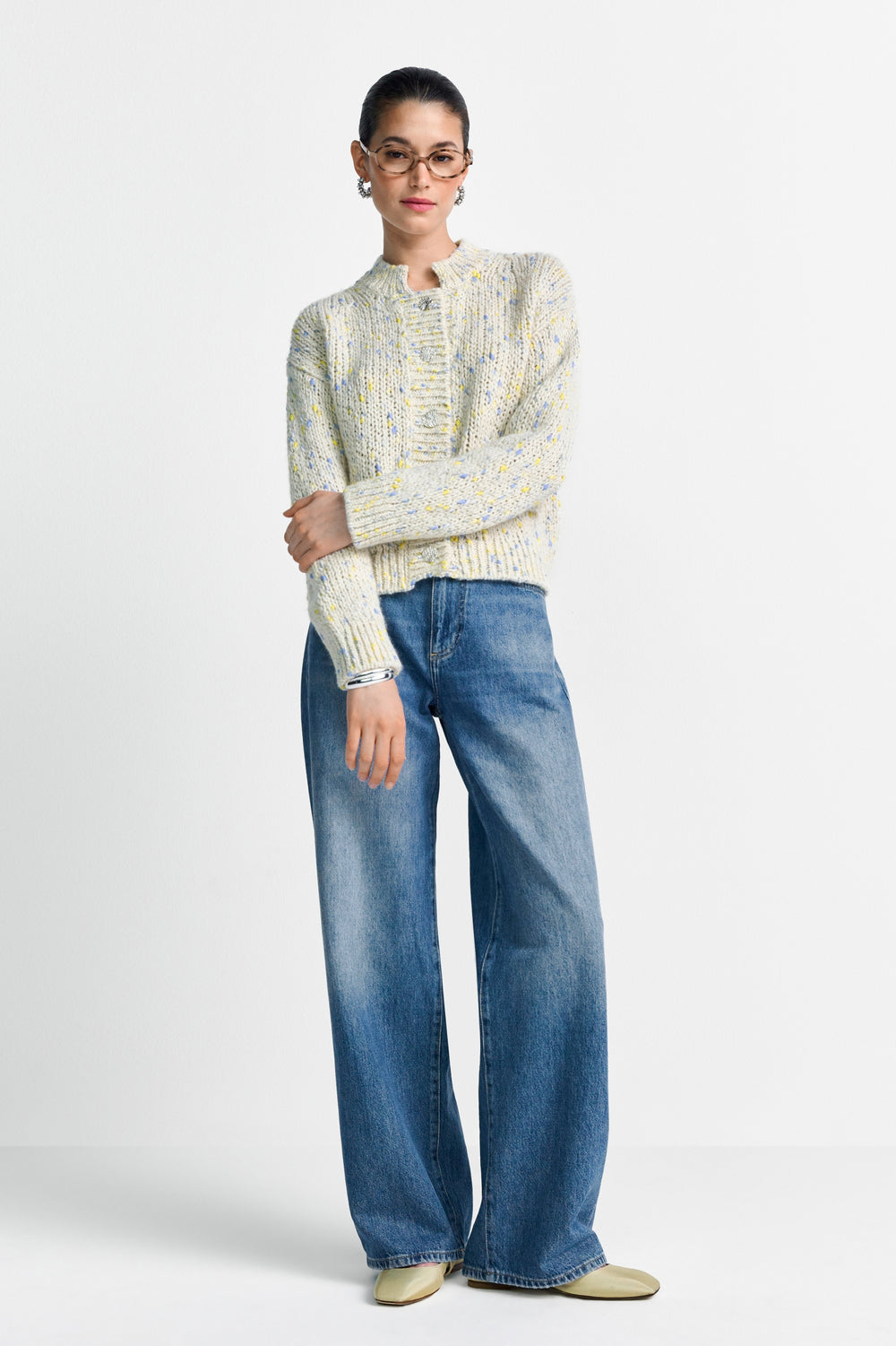 Boxy Neps Yarn Cardigan, urban lime 395 Bild 2