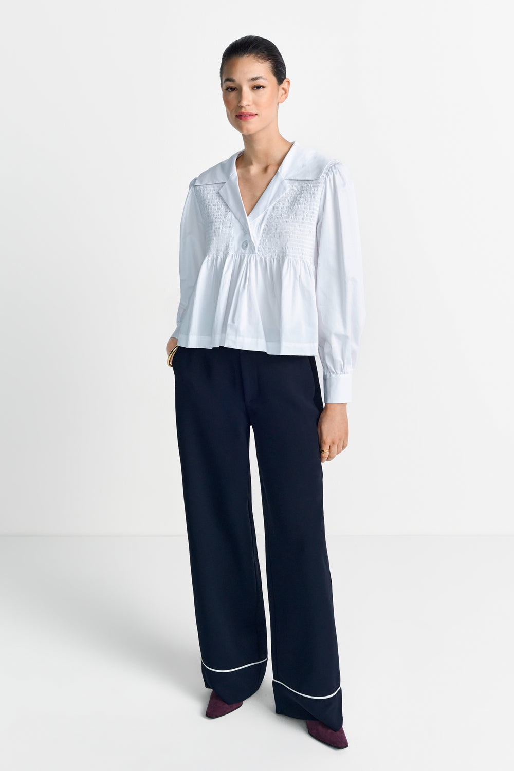 Cotton Blouse with Peplum, white 100 Bild 2