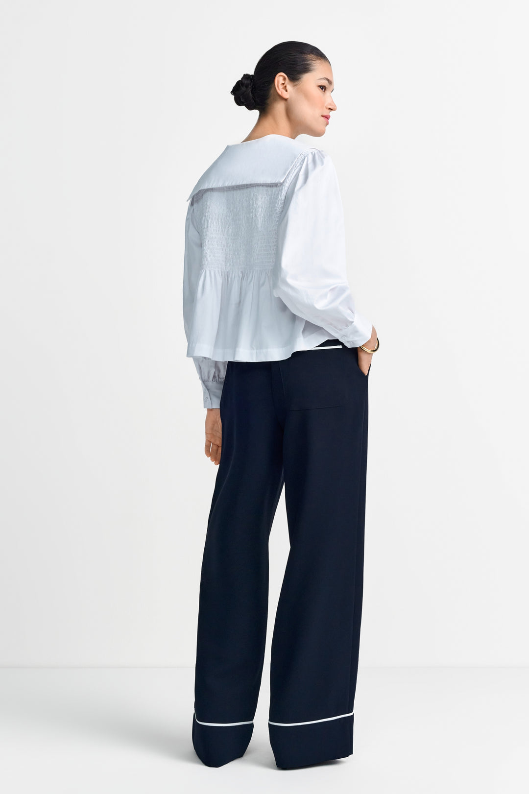 Cotton Blouse with Peplum, white 100 Bild 4