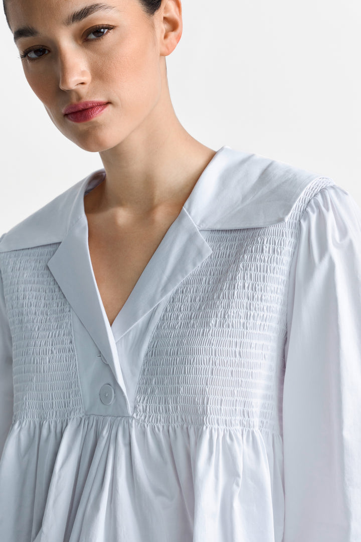 Cotton Blouse with Peplum, white 100 Bild 5