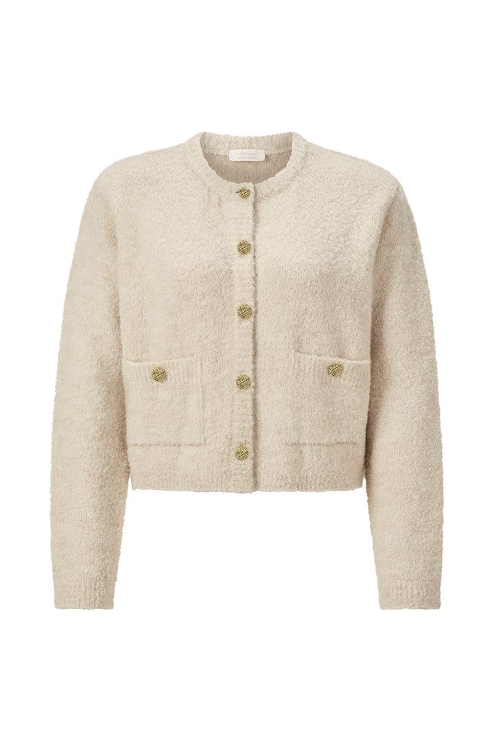 Crew-Neck Cardigan Bouclé, caffee latte 223 Bild 1