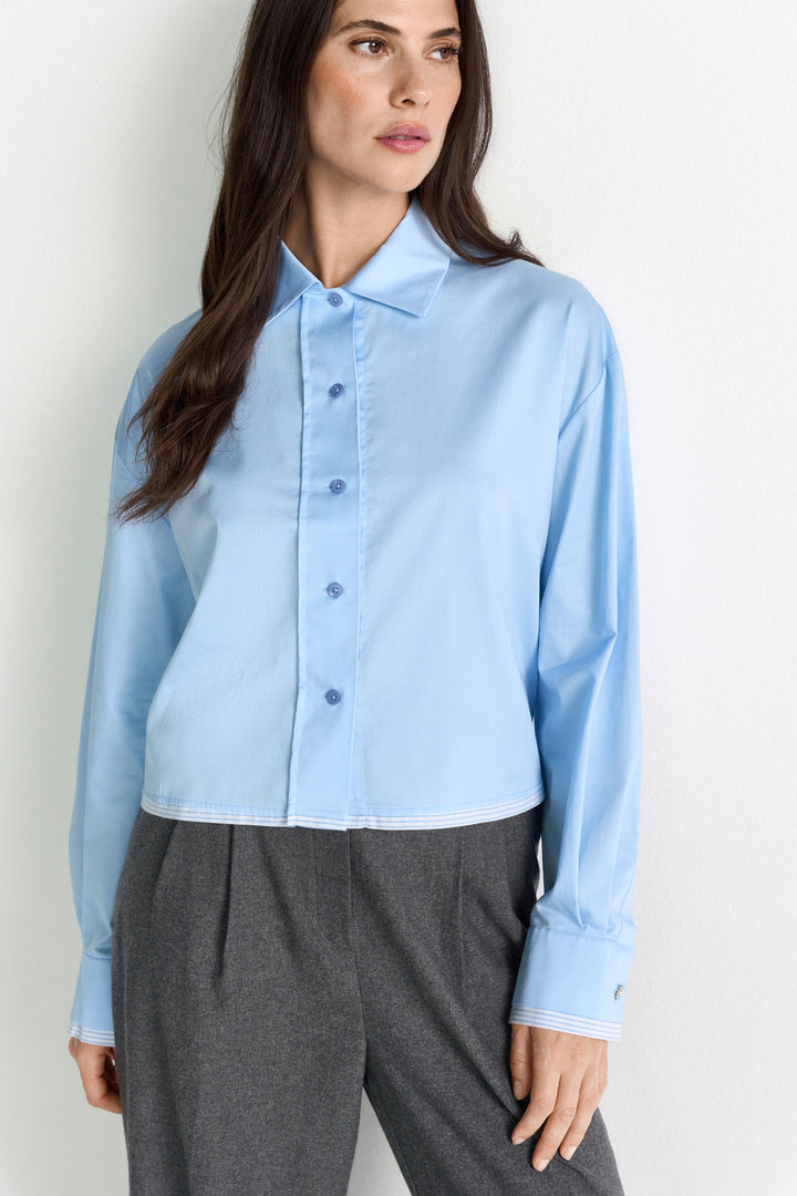 Cropped Cotton Blouse with Contrast, skyway blue 718 Bild 3