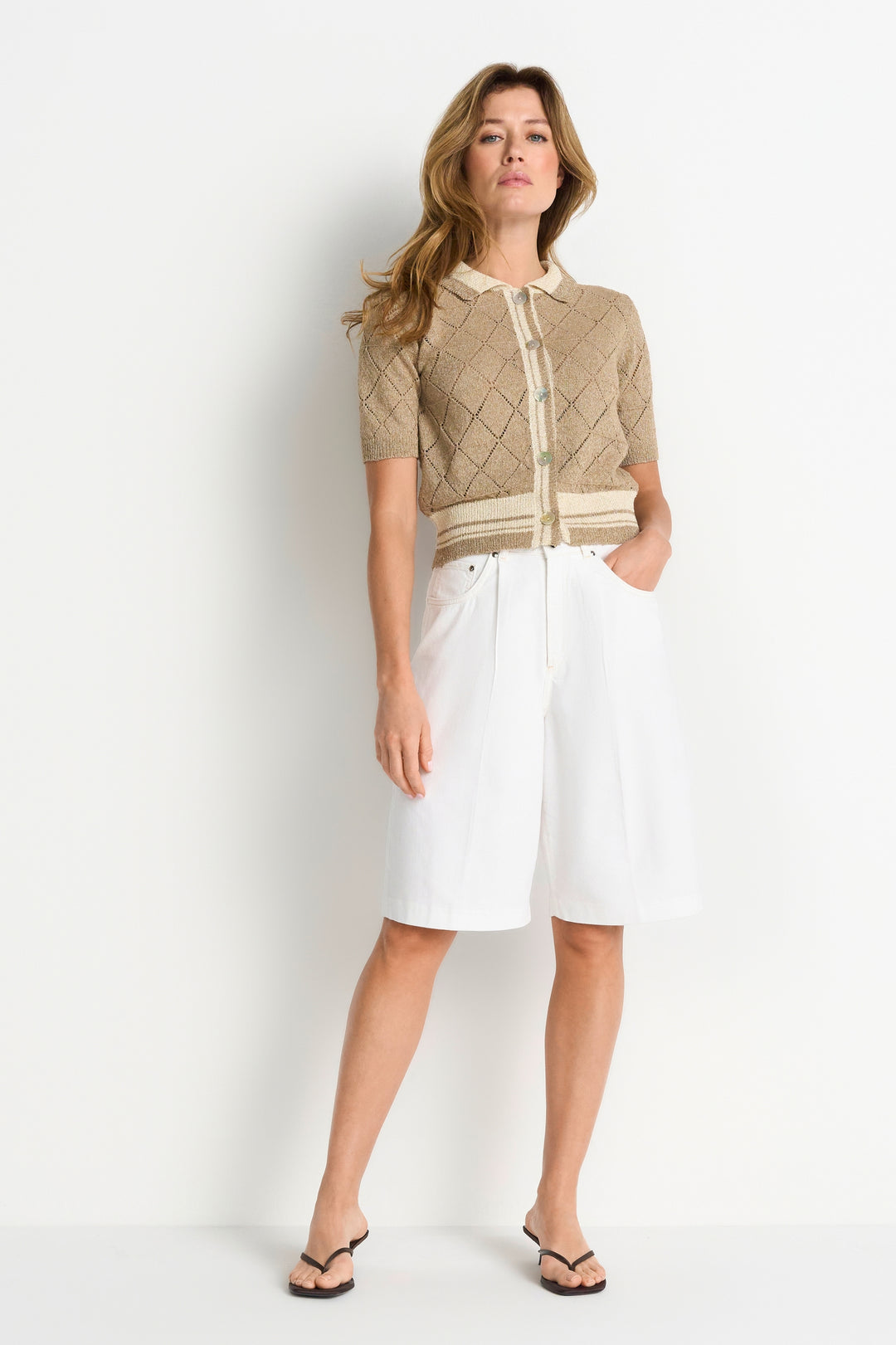 Denim bermuda with pleat, white stone 116 Bild 2