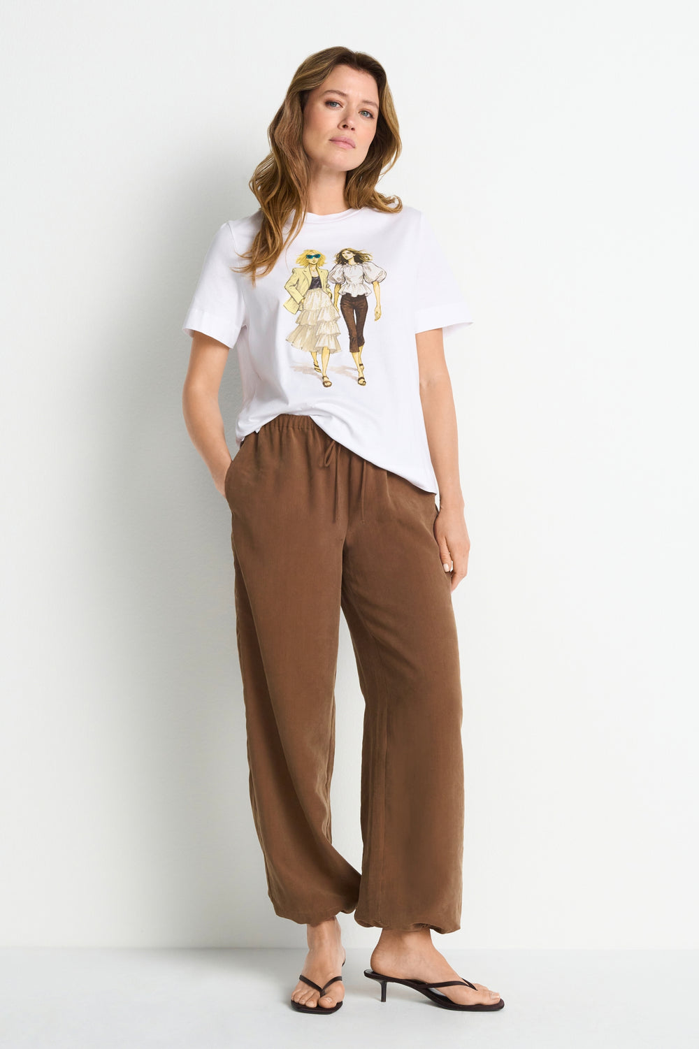 Easy Fit T-Shirt Women Print, white 100 Bild 2