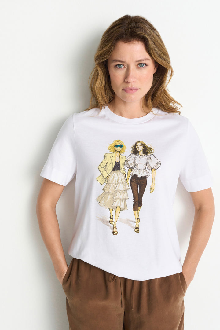 Easy Fit T-Shirt Women Print, white 100 Bild 3