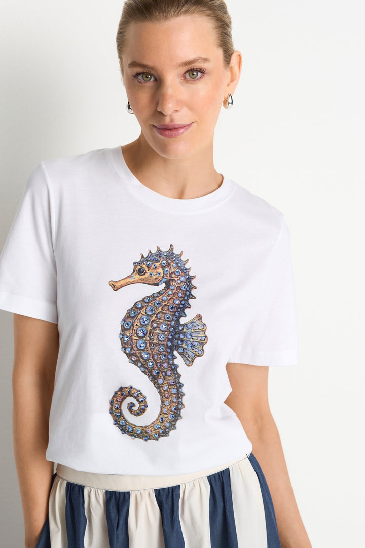 Elegant Fit T-Shirt Seahorse, white 100 Bild 3
