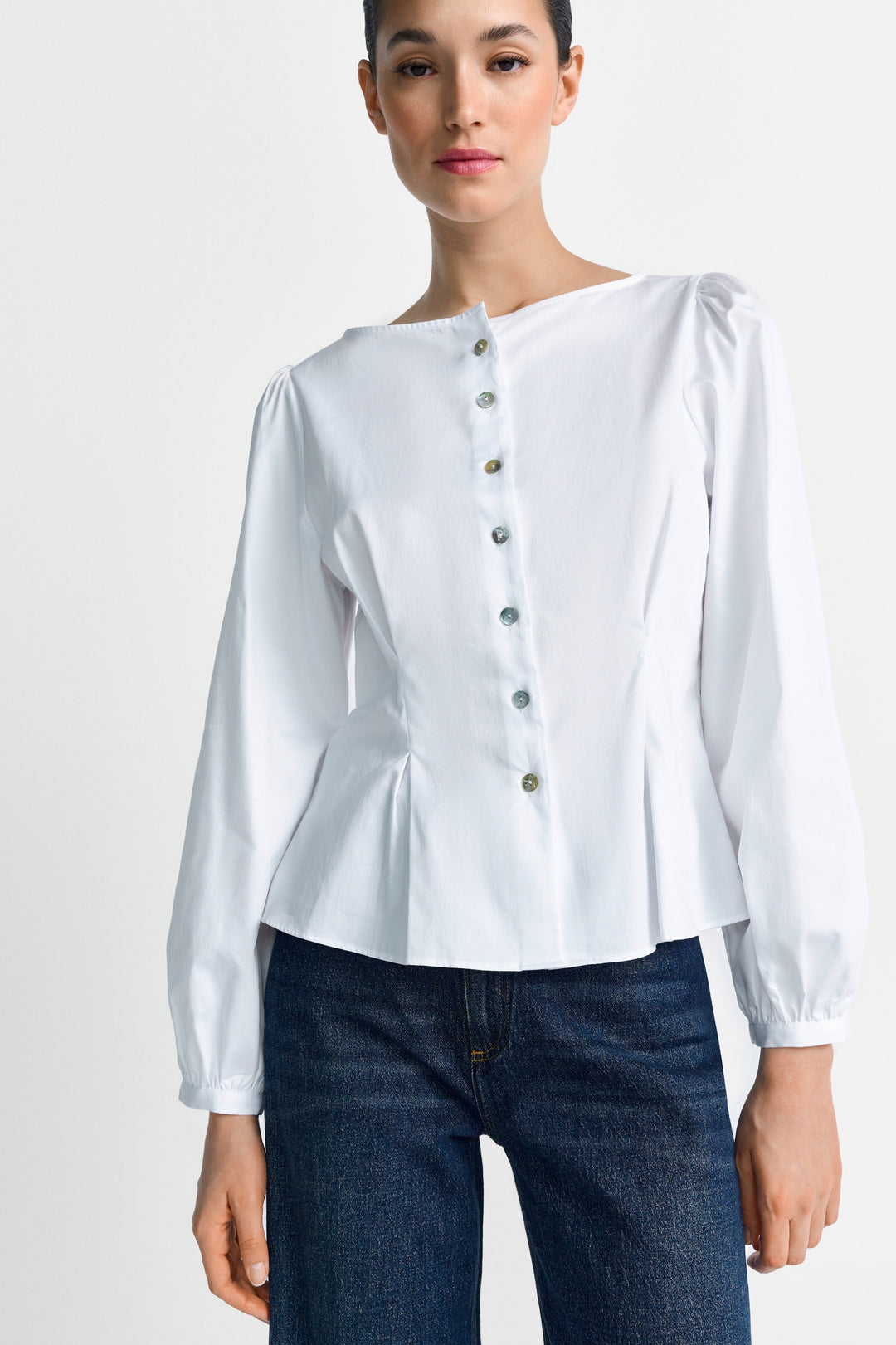 Fitted Cotton Blouse, white 100 Bild 3