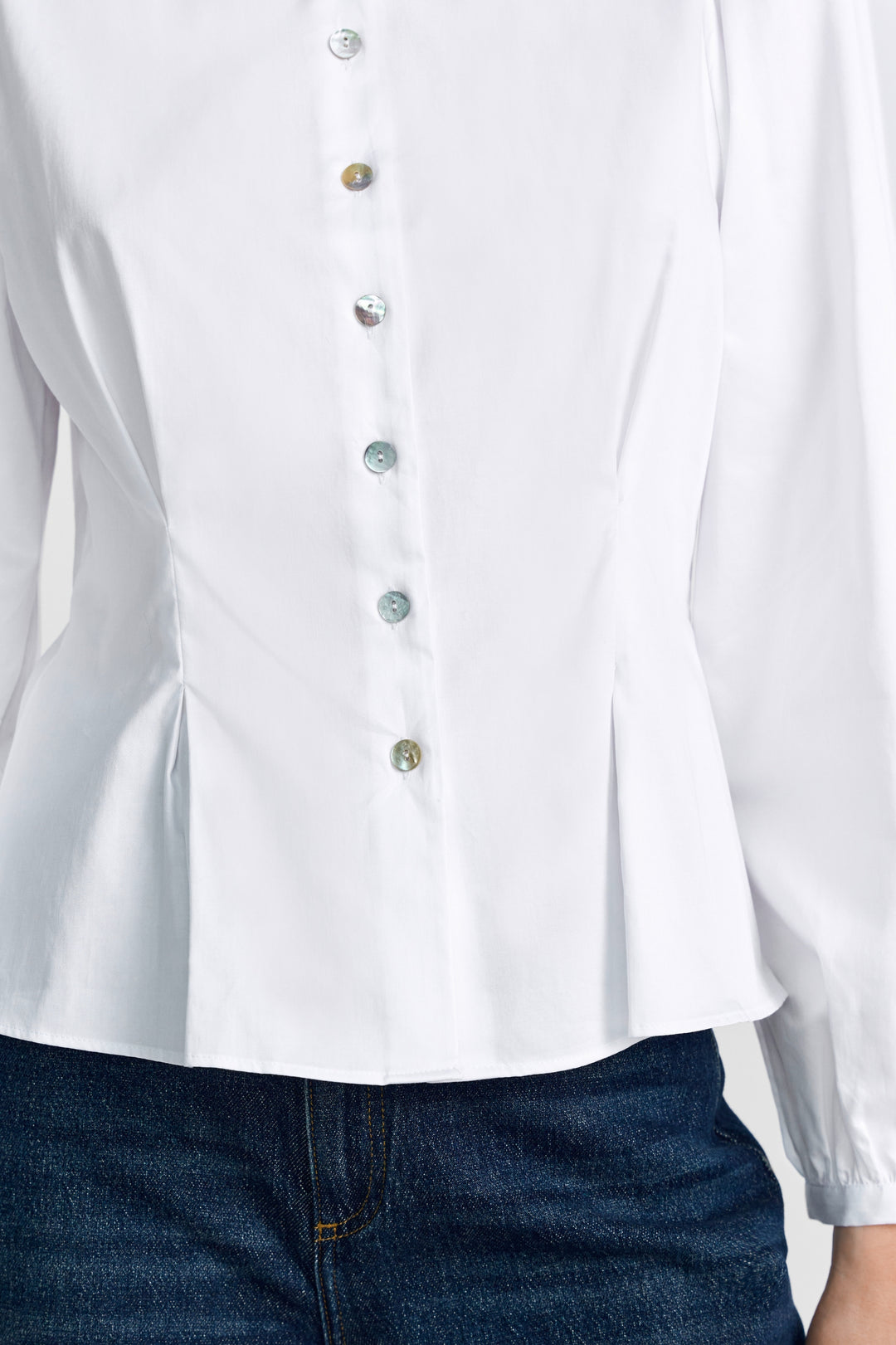 Fitted Cotton Blouse, white 100 Bild 5