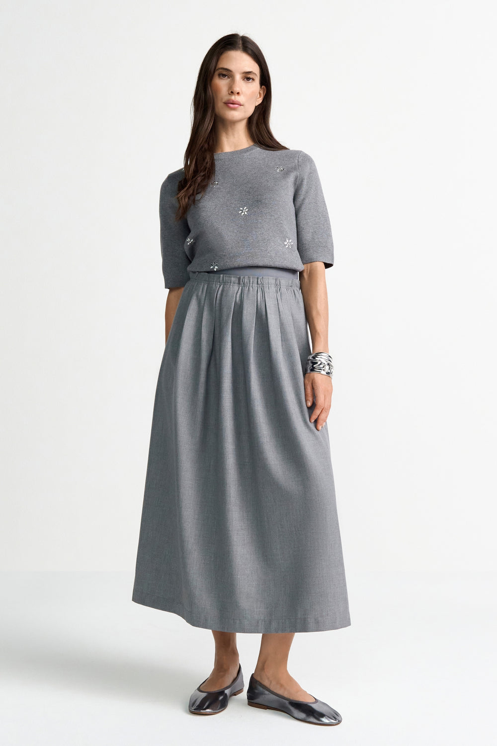 Flanel Midi Skirt, grey melangé 845 Bild 2