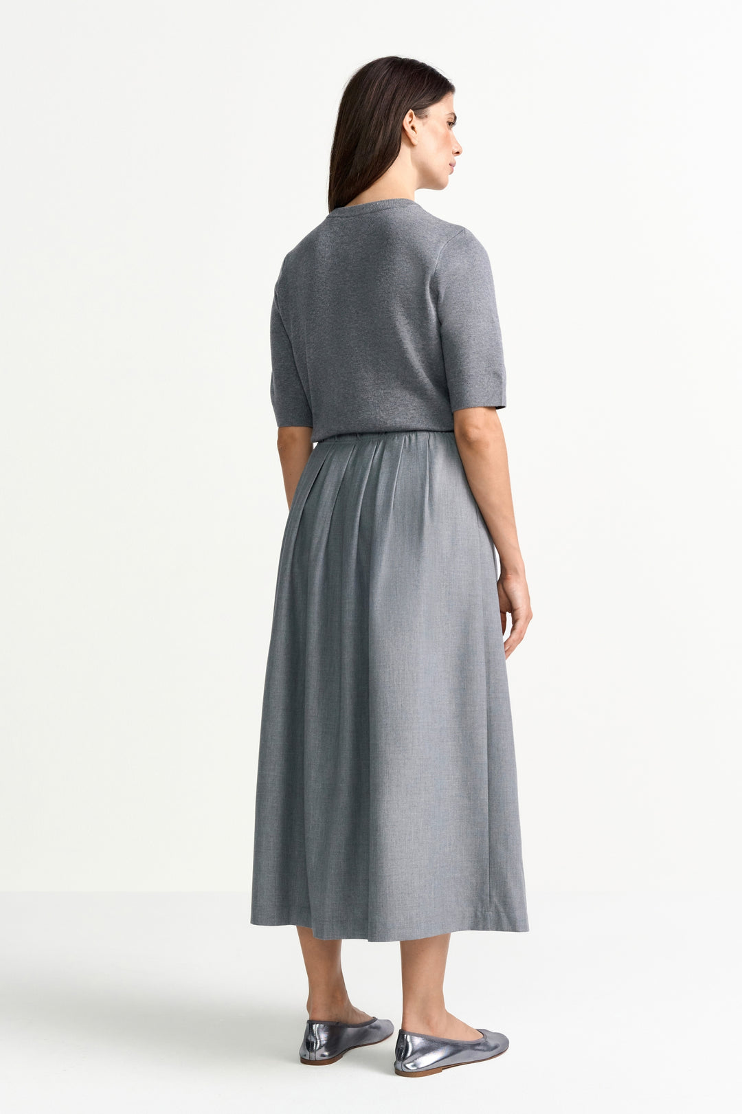 Flanel Midi Skirt, grey melangé 845 Bild 4