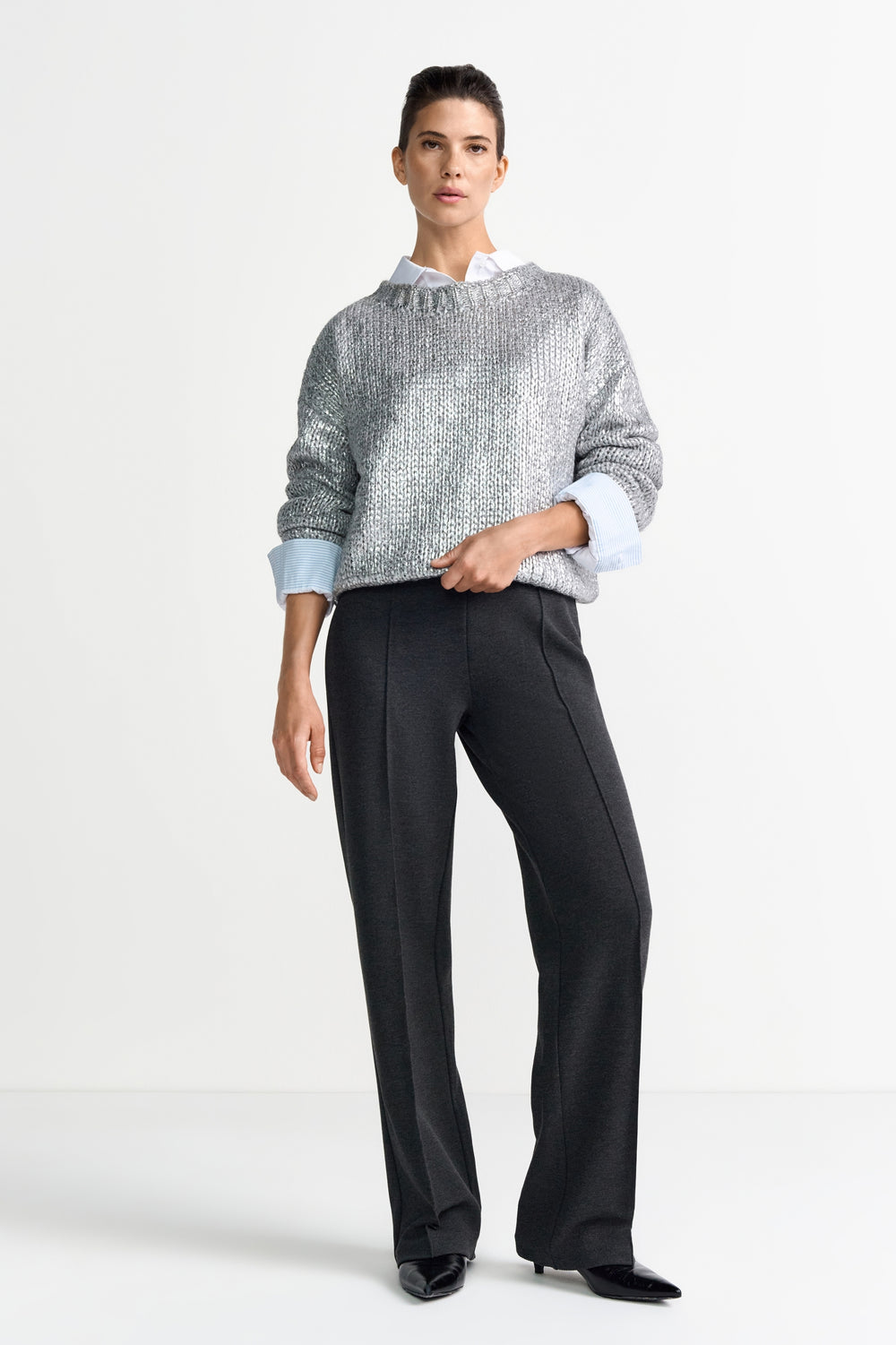 Foil Printed Crew Neck, silver 995 Bild 2