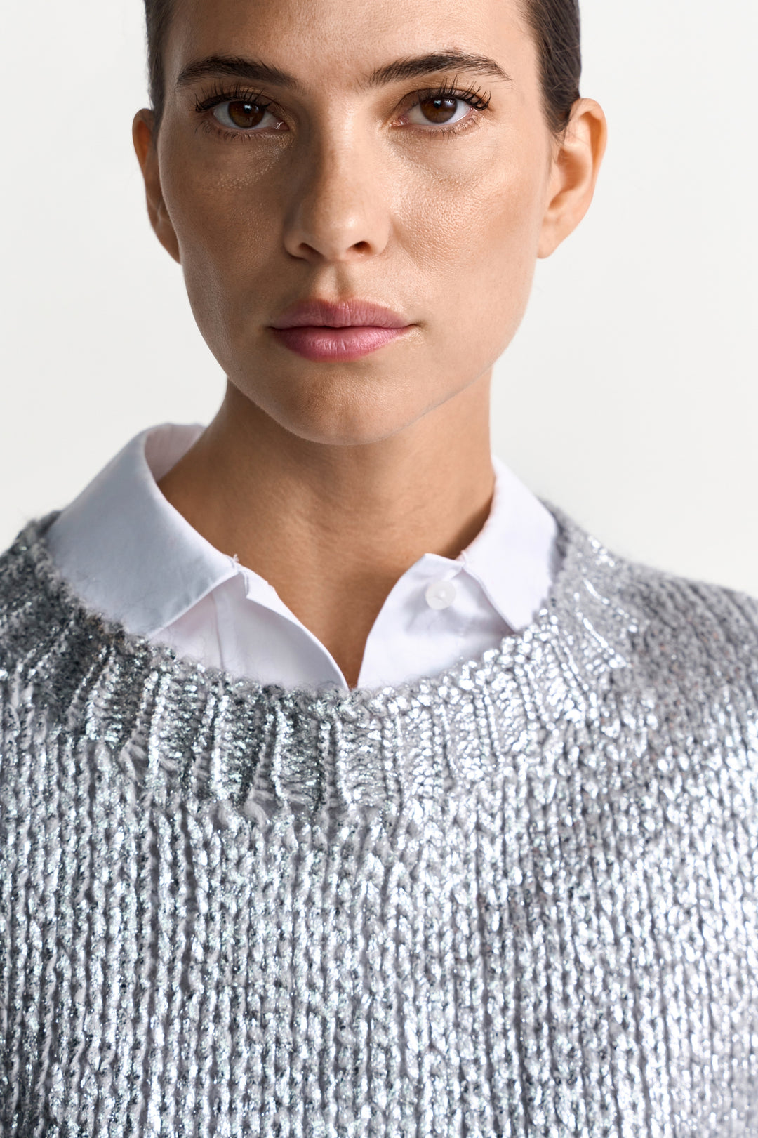 Foil Printed Crew Neck, silver 995 Bild 5