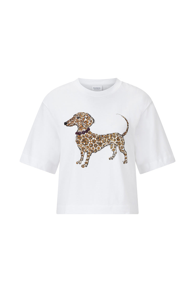Gentle Fit T-Shirt with Dog Print, white 100 Bild 1