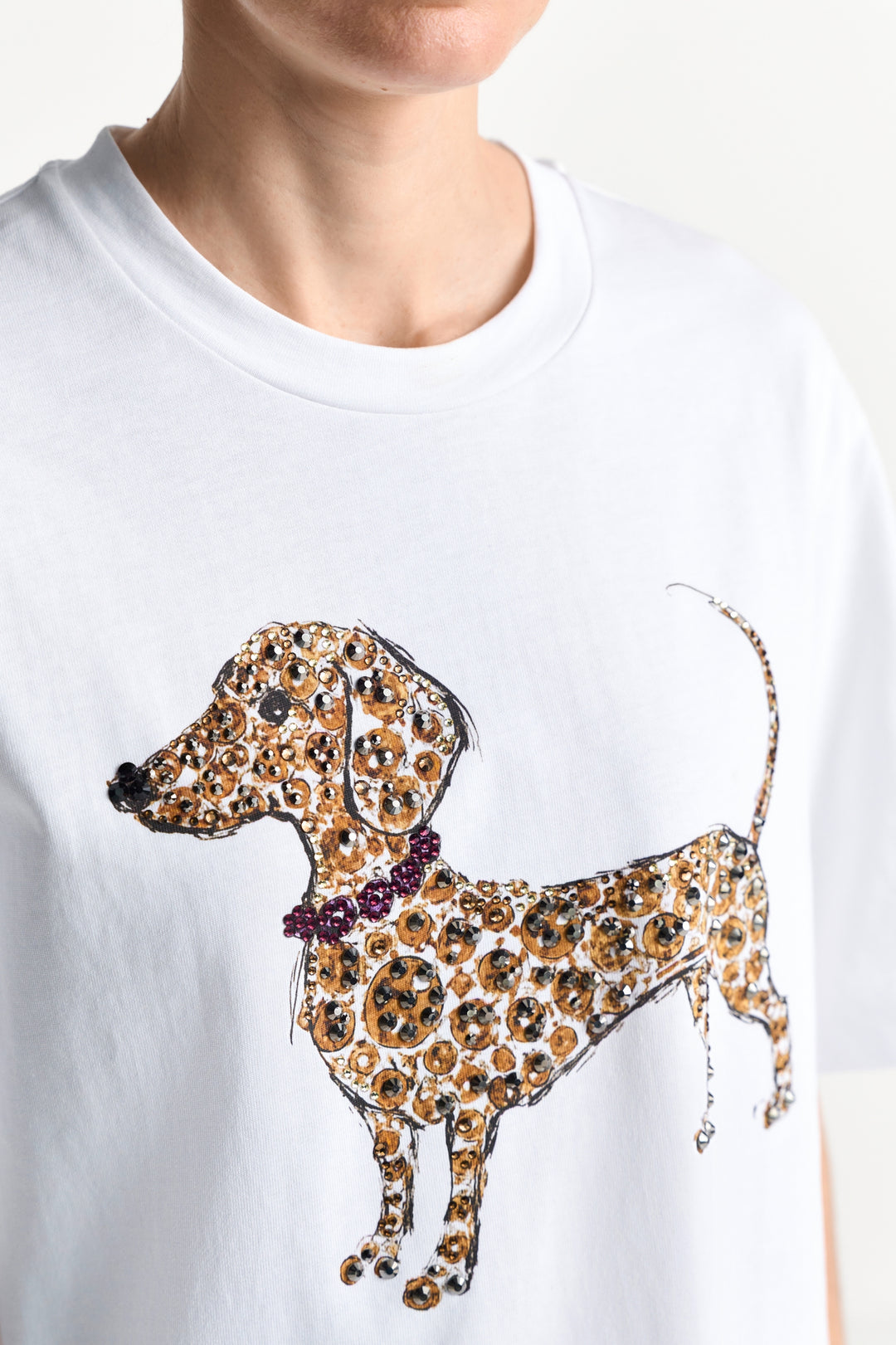 Gentle Fit T-Shirt with Dog Print, white 100 Bild 5
