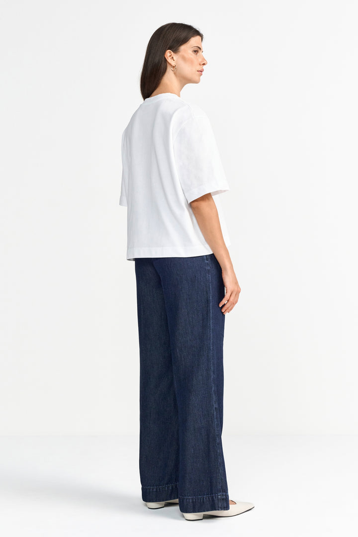 Gentle Fit T-Shirt with Jeans Print, white 100 Bild 4