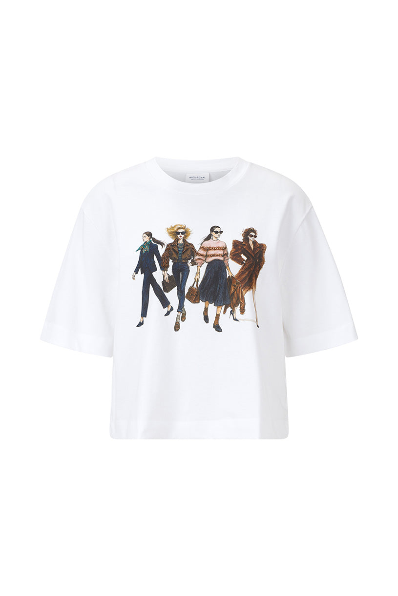 Gentle Fit T-Shirt with Women Print, white 100 Bild 1