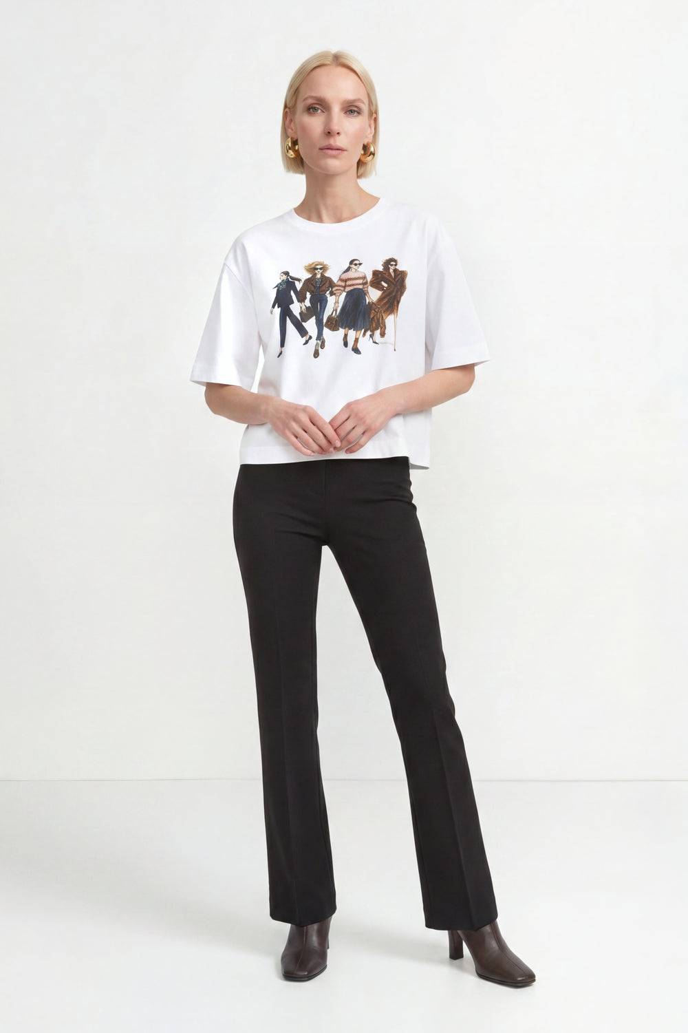 Gentle Fit T-Shirt with Women Print, white 100 Bild 2