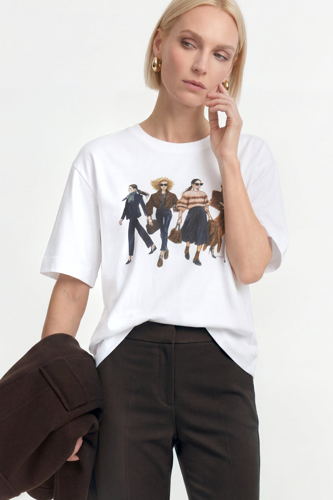 Gentle Fit T-Shirt with Women Print, white 100 Bild 5