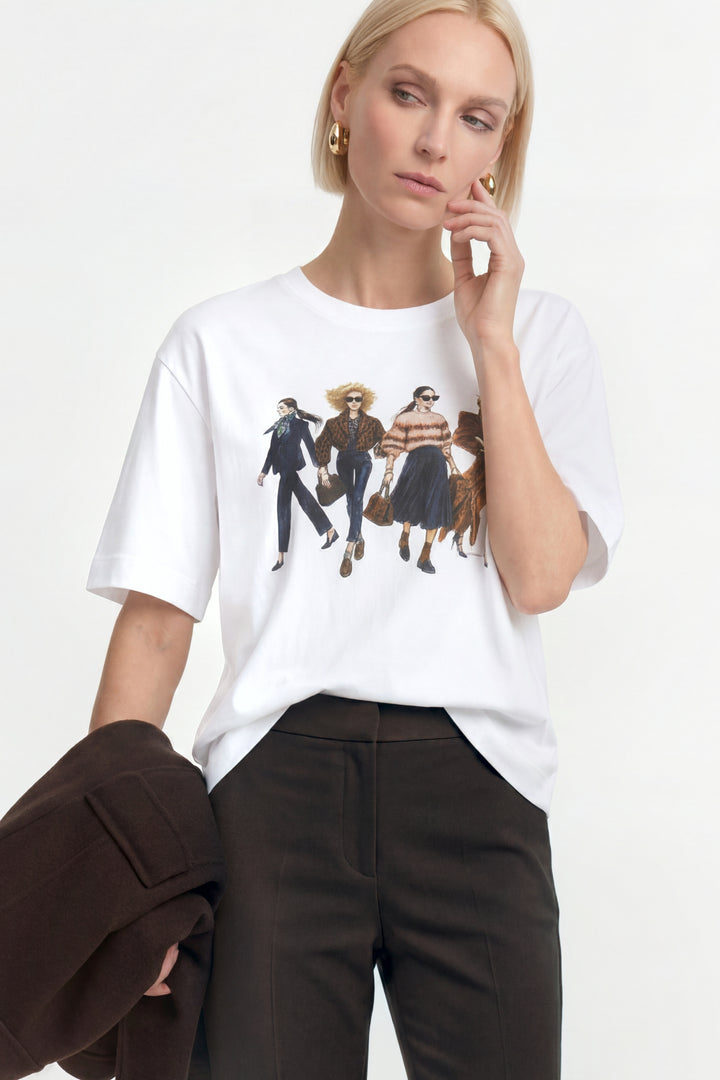 Gentle Fit T-Shirt with Women Print, white 100 Bild 5