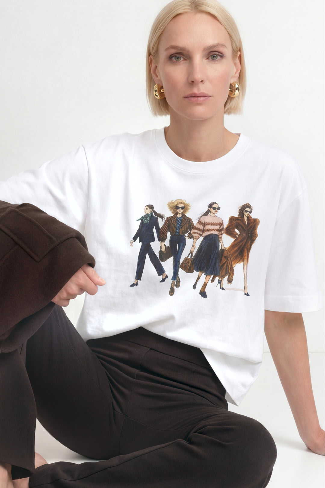 Gentle Fit T-Shirt with Women Print, white 100 Bild 6