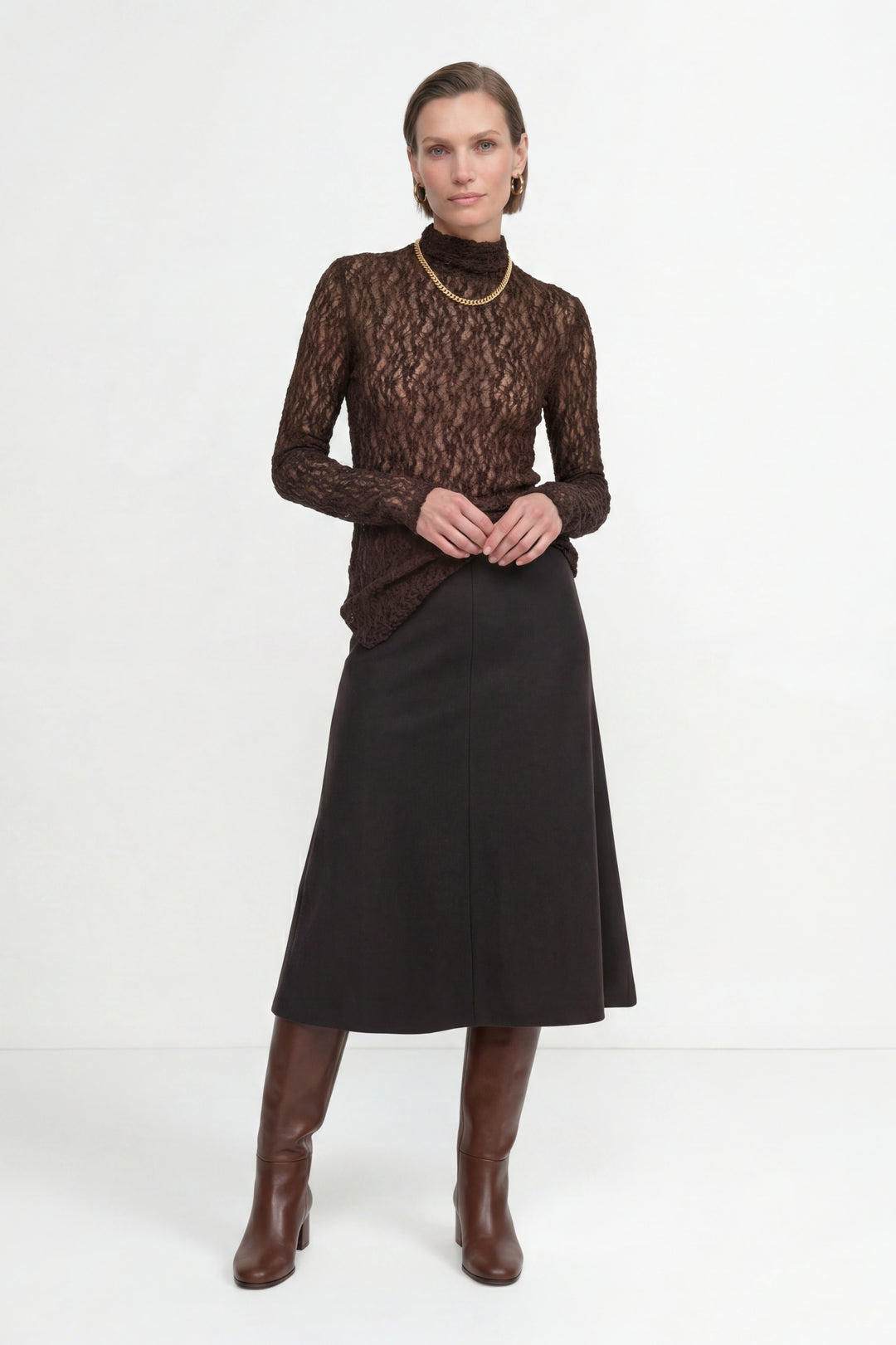 Jersey Lace Turtleneck Longsleeve, chocolate torte 298 Bild 2