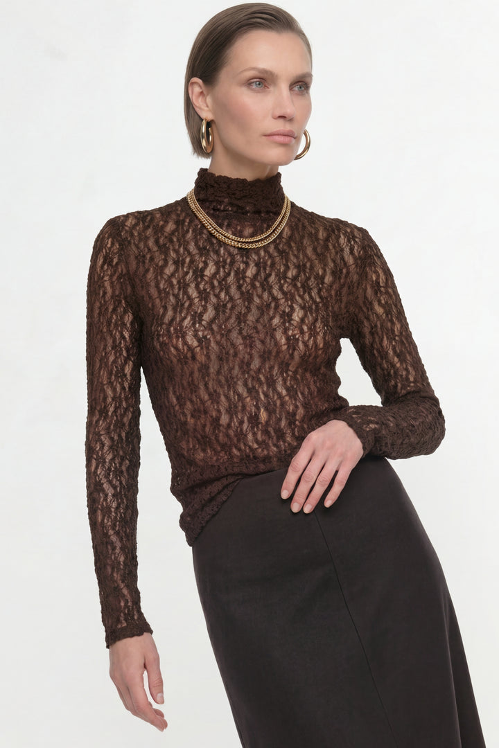 Jersey Lace Turtleneck Longsleeve, chocolate torte 298 Bild 3