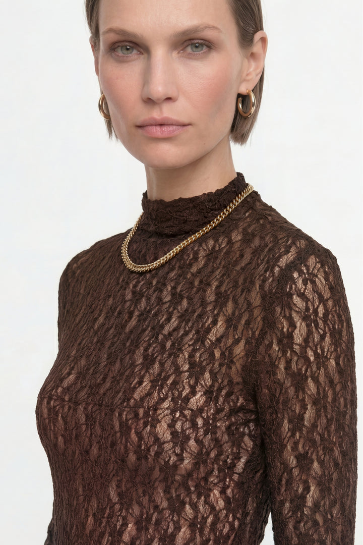 Jersey Lace Turtleneck Longsleeve, chocolate torte 298 Bild 5