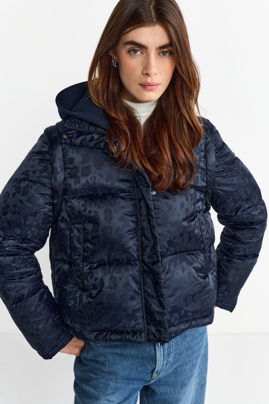Leo jacquard puffer sustainable, midnight blue 781 Bild 3
