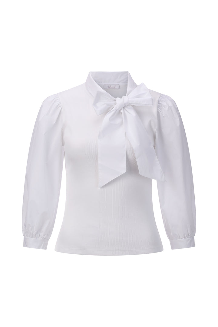 Mat Mix Blouse with Bow, white 100 Bild 1