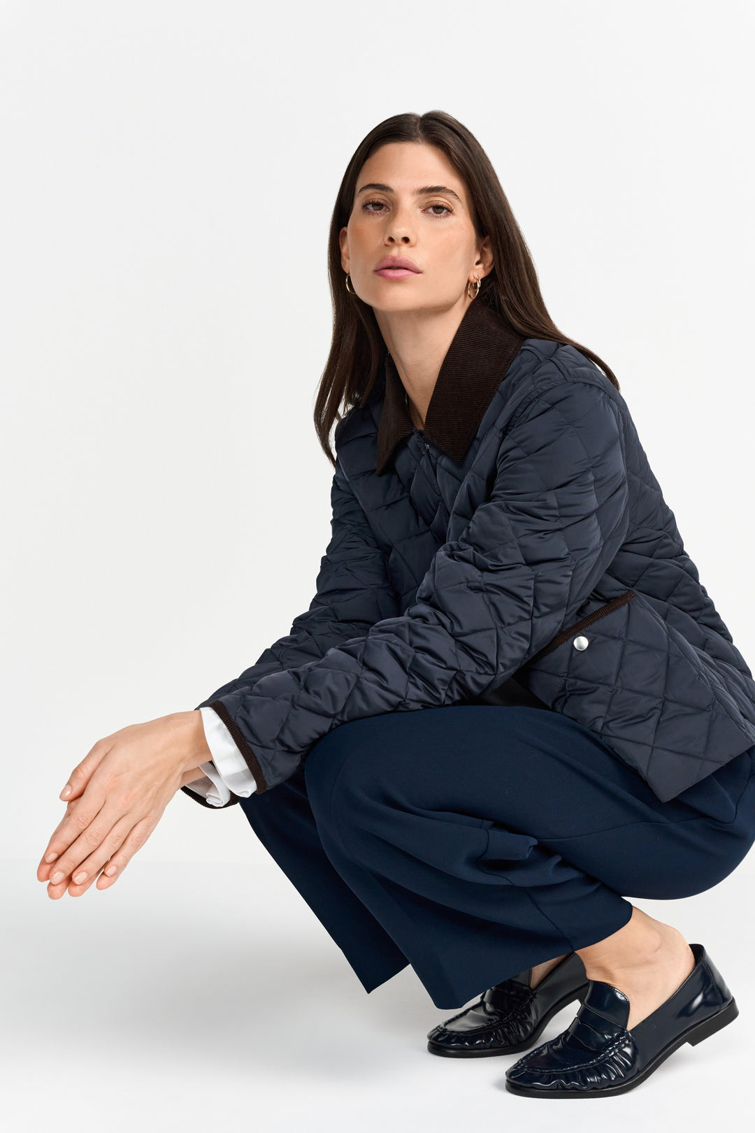 Padded Jacket with Corduroy Collar, midnight blue 781 Bild 6