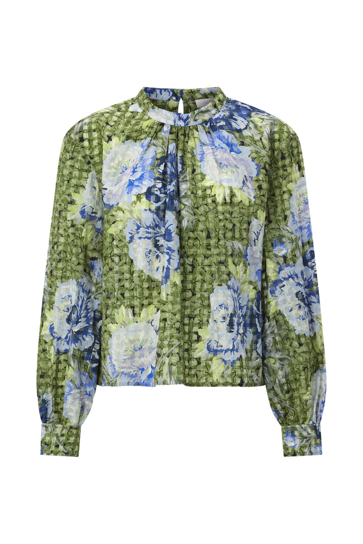 Printed Blouse with Collar Stand, urban lime 395 Bild 1