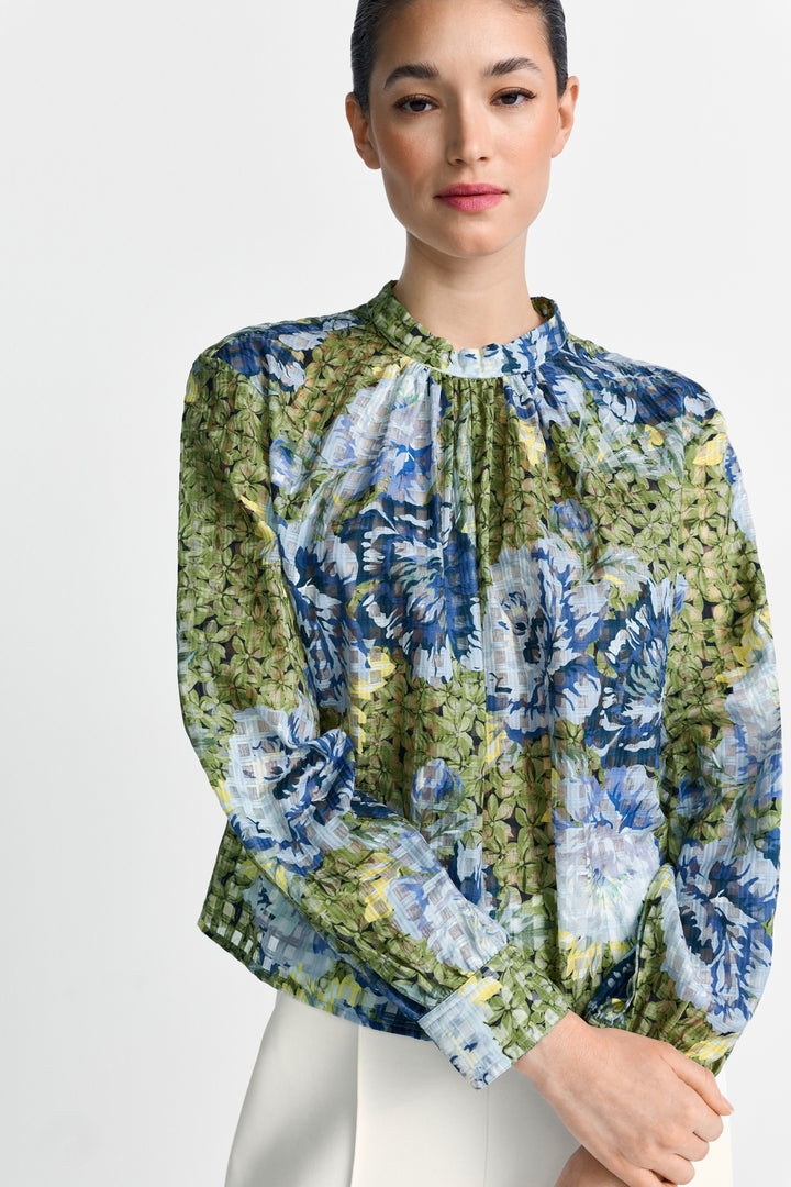 Printed Blouse with Collar Stand, urban lime 395 Bild 3