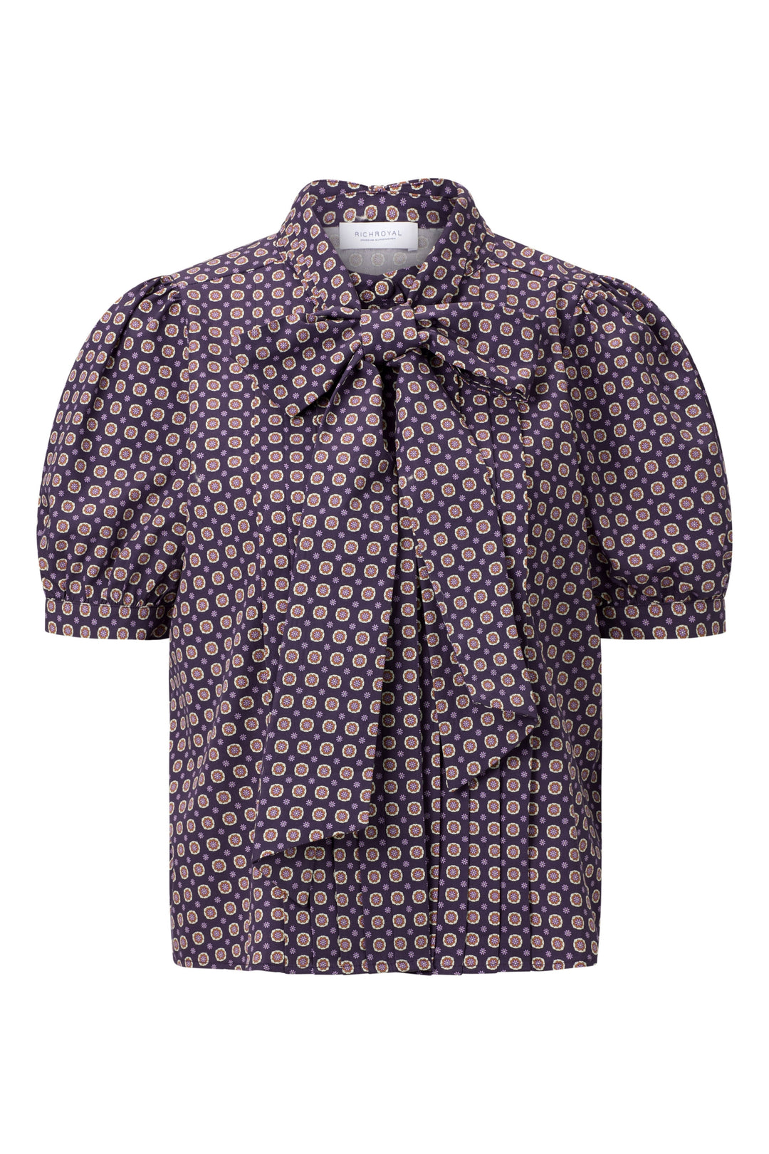 Printed Cotton Blouse with Bow, mulberry 686 Bild 1