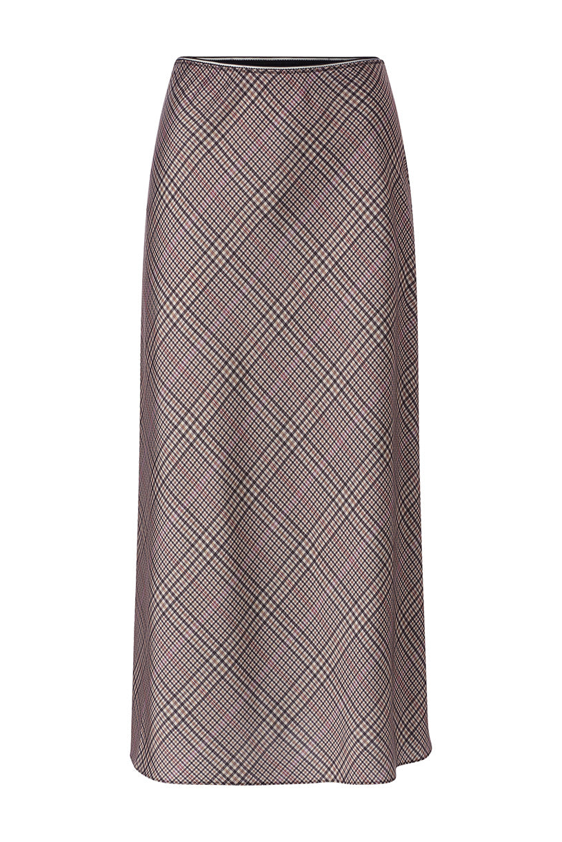 Printed Satin Midi Skirt with Check, hazel 279 Bild 1