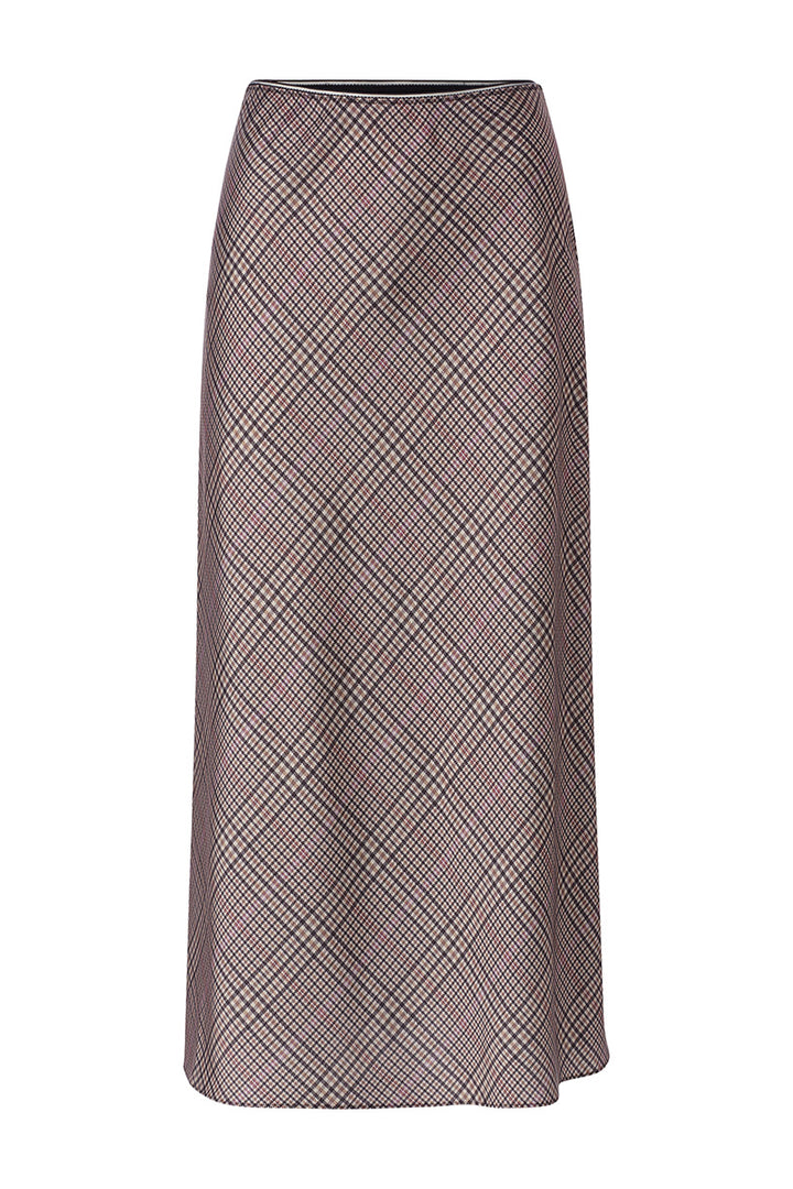 Printed Satin Midi Skirt with Check, hazel 279 Bild 1