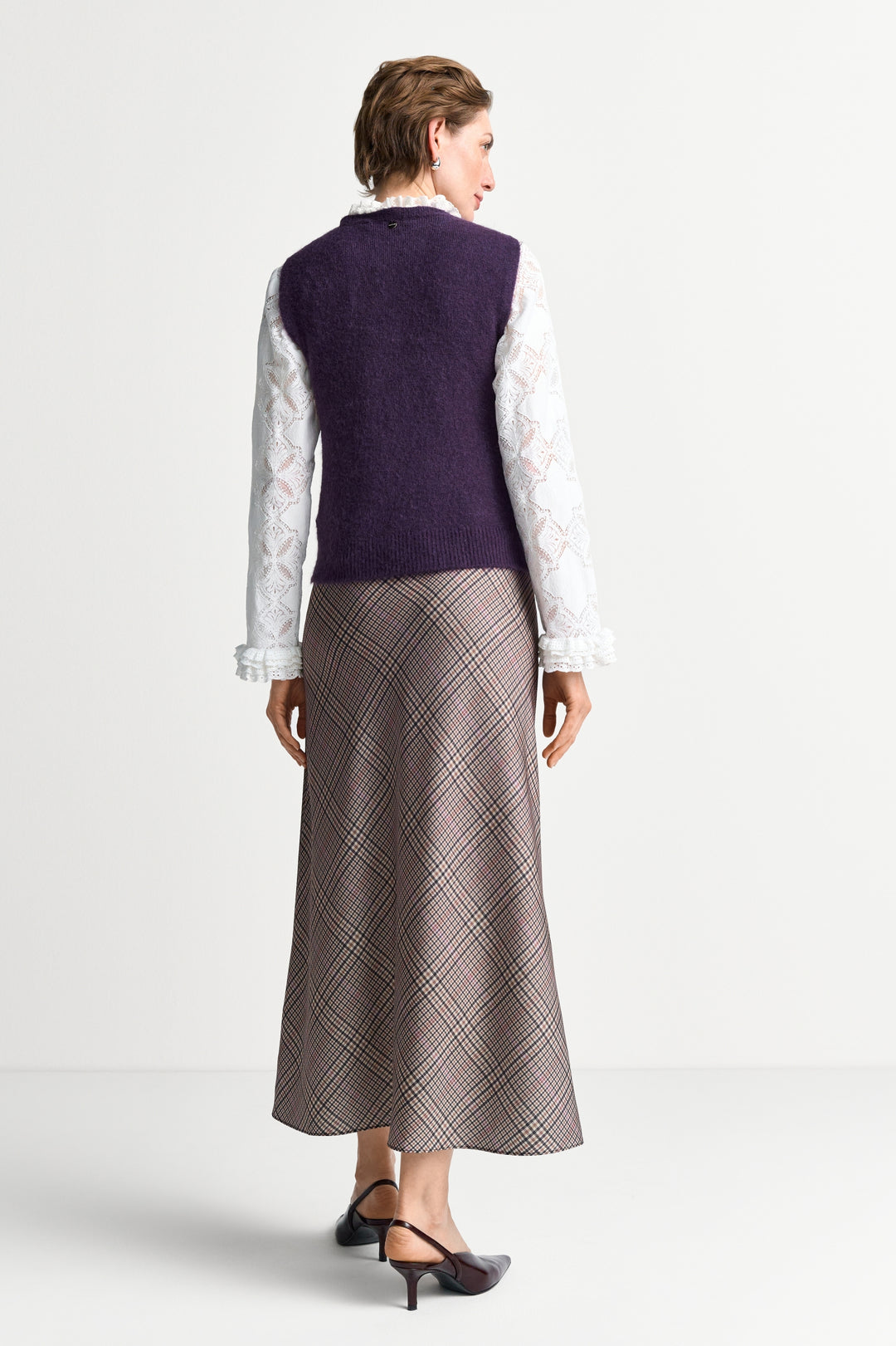 Printed Satin Midi Skirt with Check, hazel 279 Bild 4