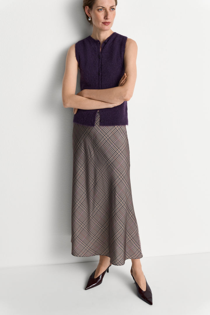 Printed Satin Midi Skirt with Check, hazel 279 Bild 6