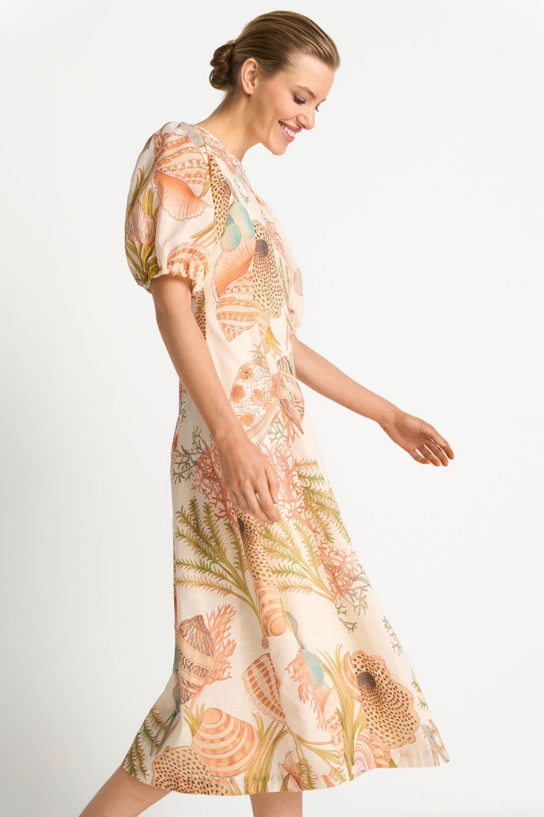 Printed Summer Cotton Midi Dress, soft papaya 305 Bild 3