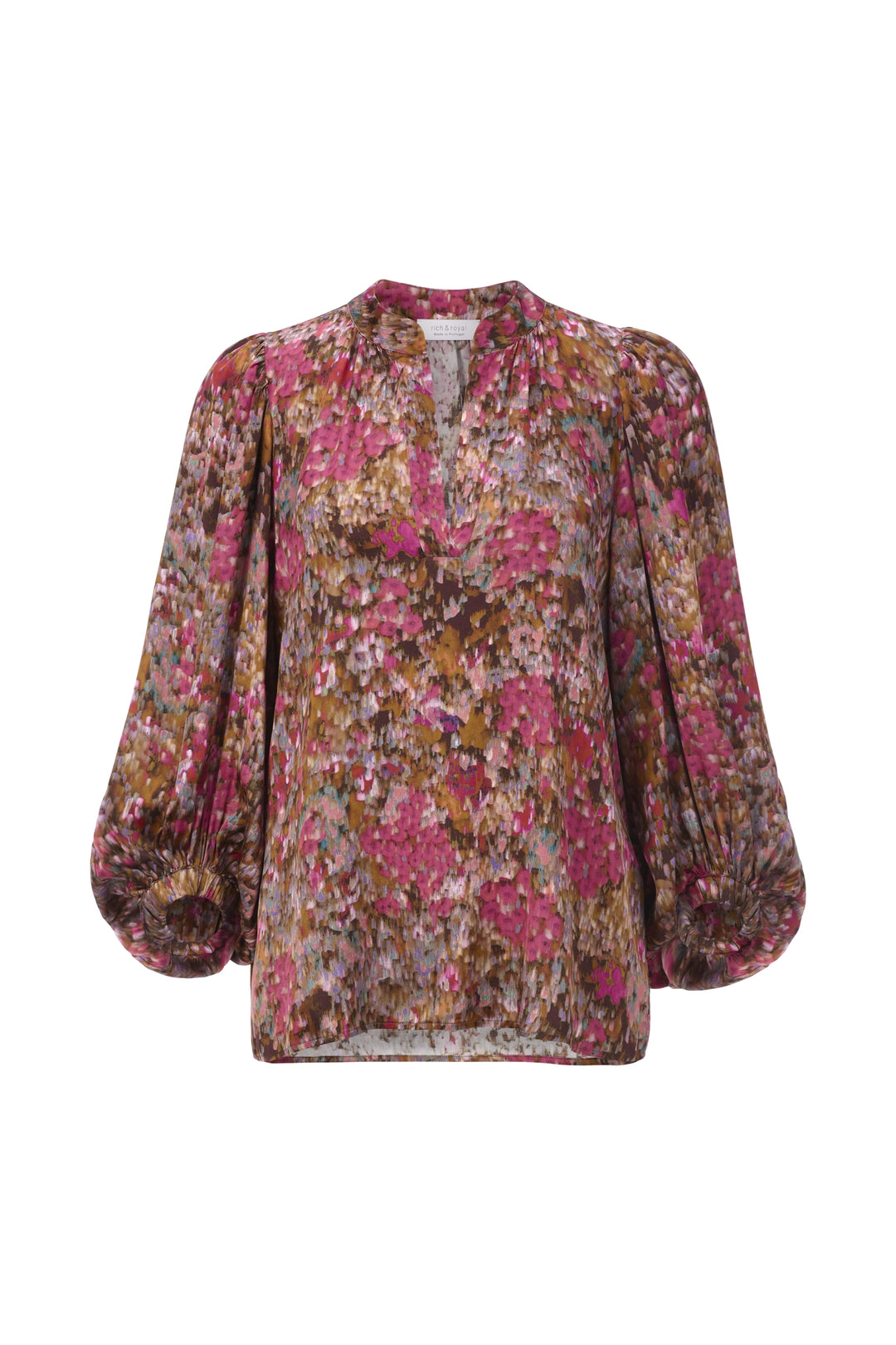 Printed V-Neck Blouse, ruby glow 599 Bild 1