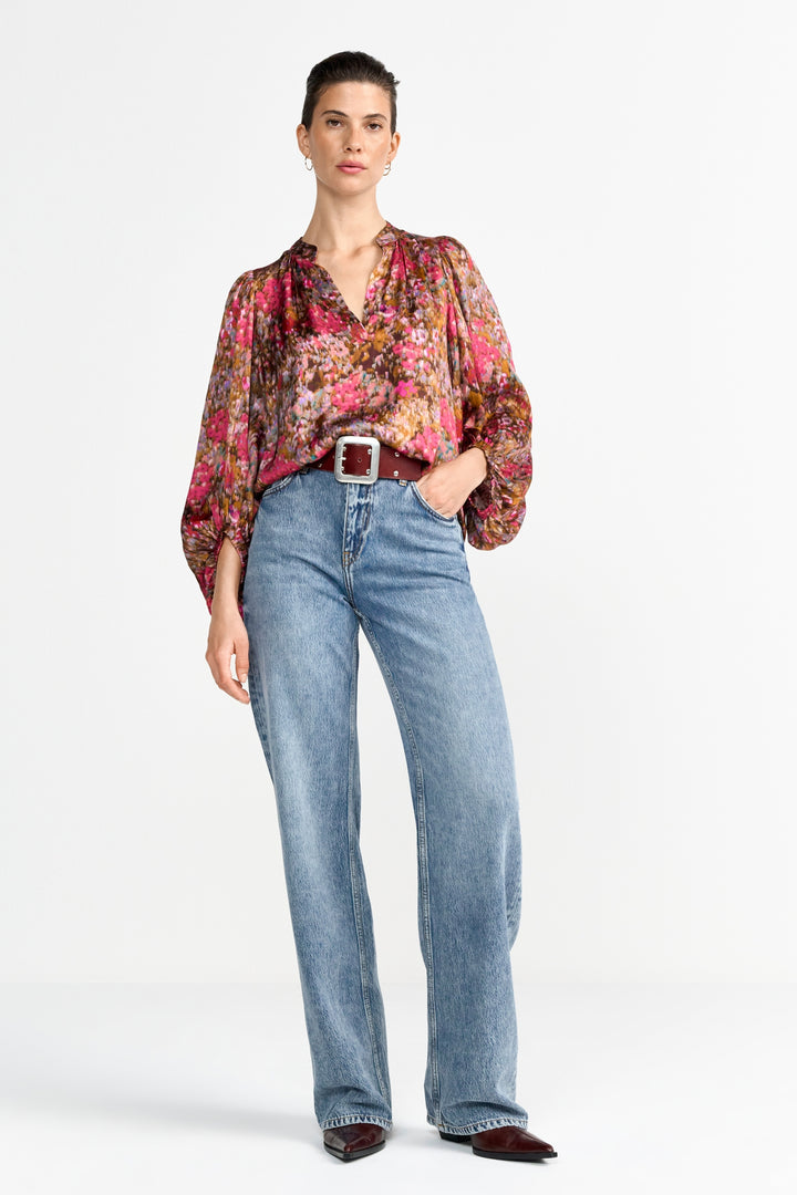 Printed V-Neck Blouse, ruby glow 599 Bild 2