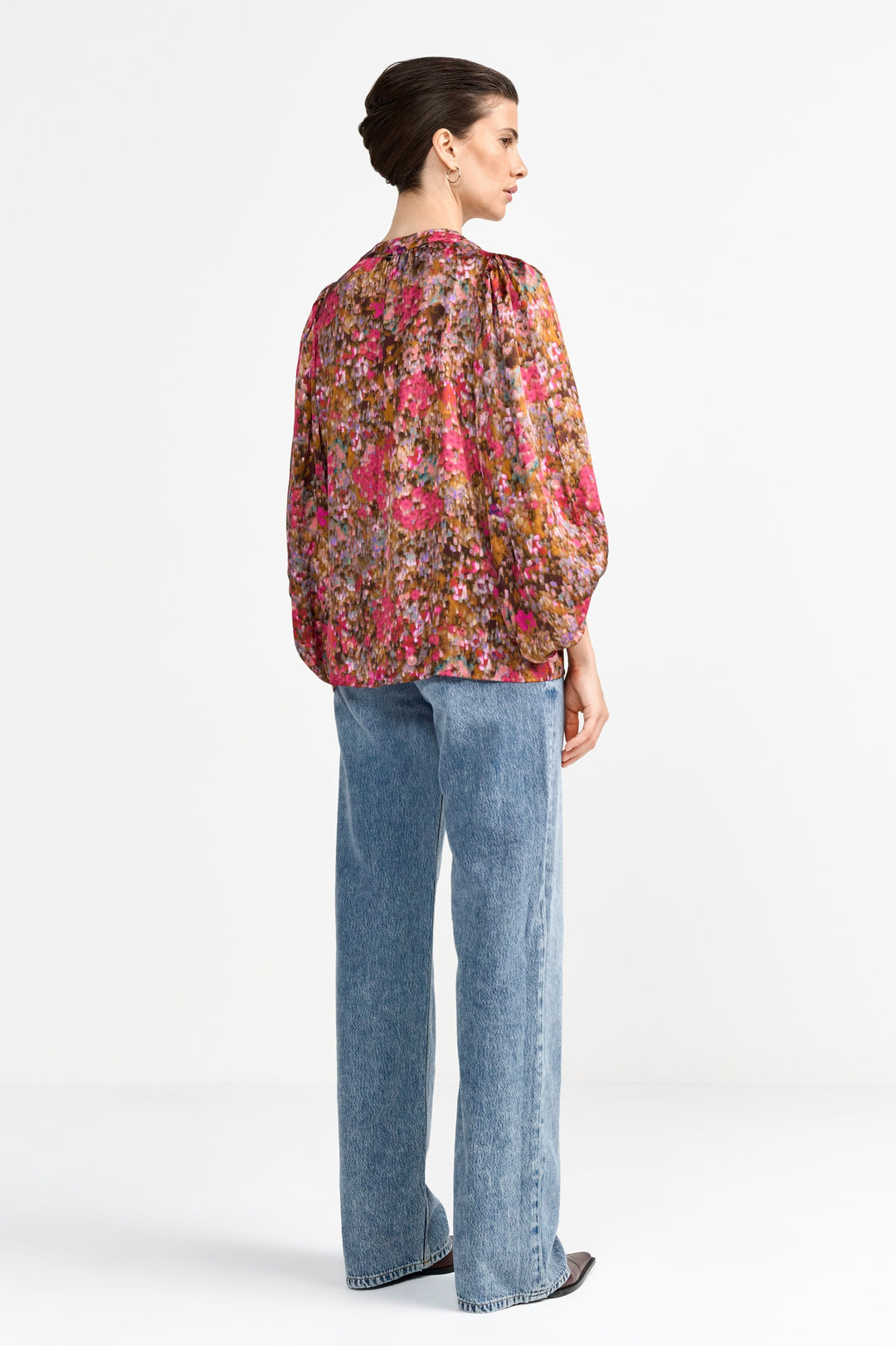 Printed V-Neck Blouse, ruby glow 599 Bild 4