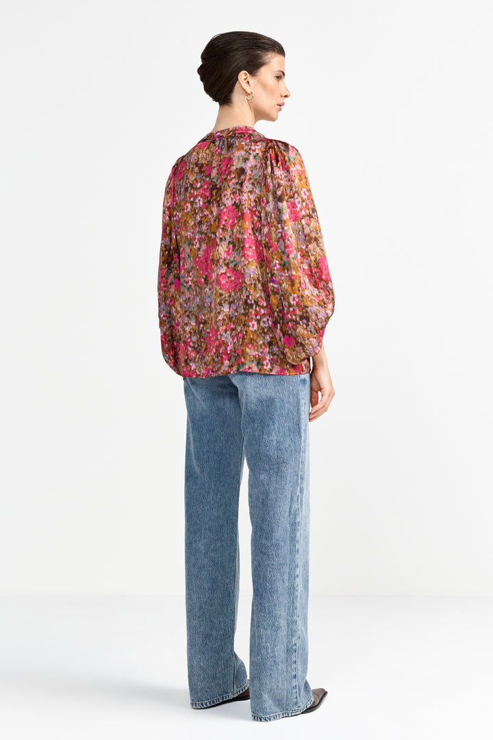 Printed V-Neck Blouse, ruby glow 599 Bild 4