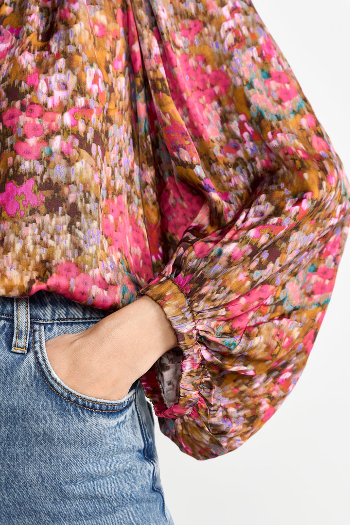 Printed V-Neck Blouse, ruby glow 599 Bild 5