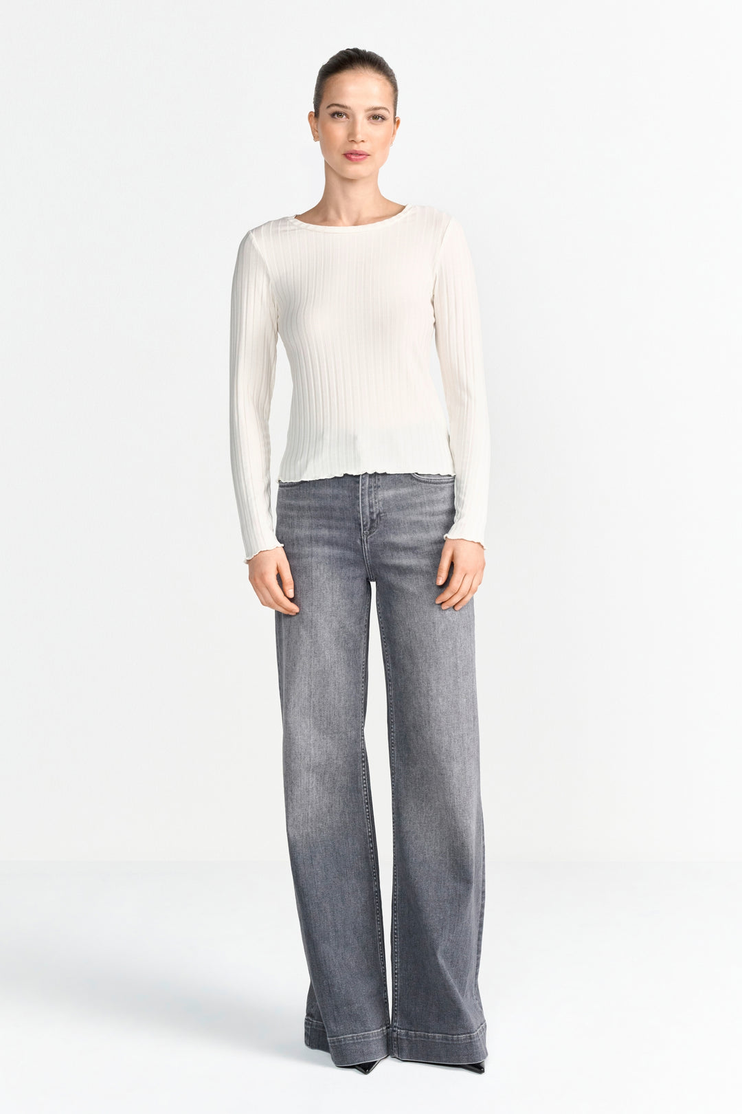 Rib Longsleeve, pearl white 113 Bild 2