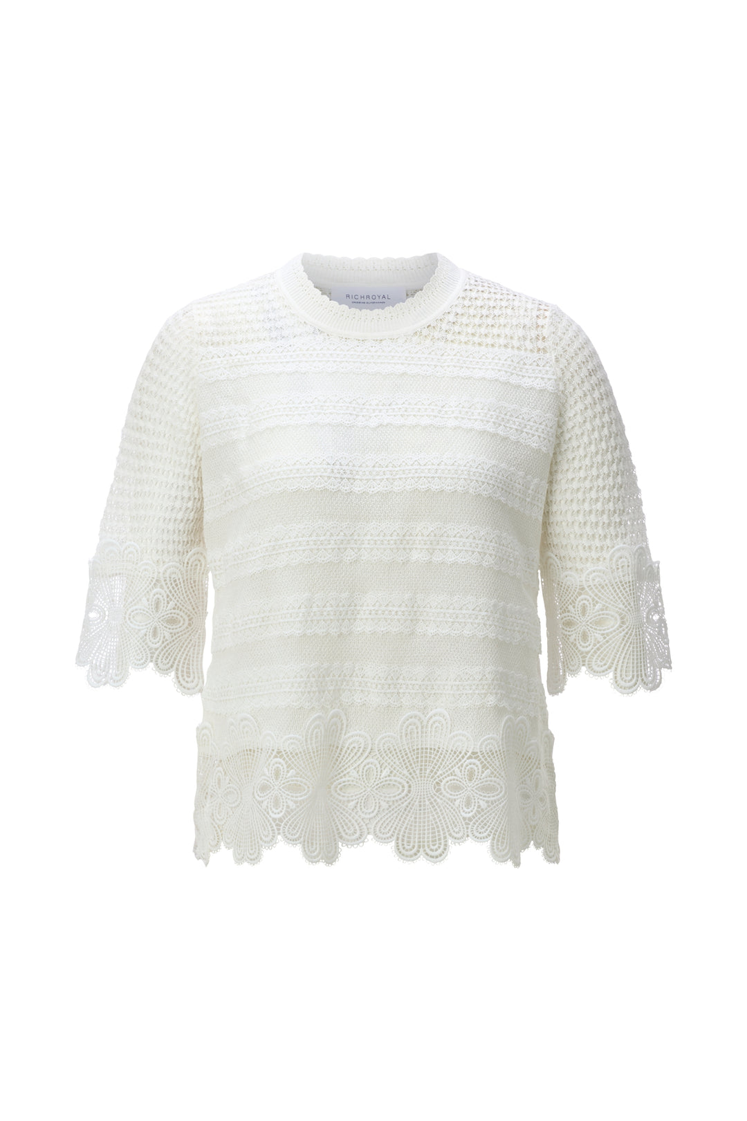 RNK SH SLVS Lace Stitch, pearl white 113 Bild 1
