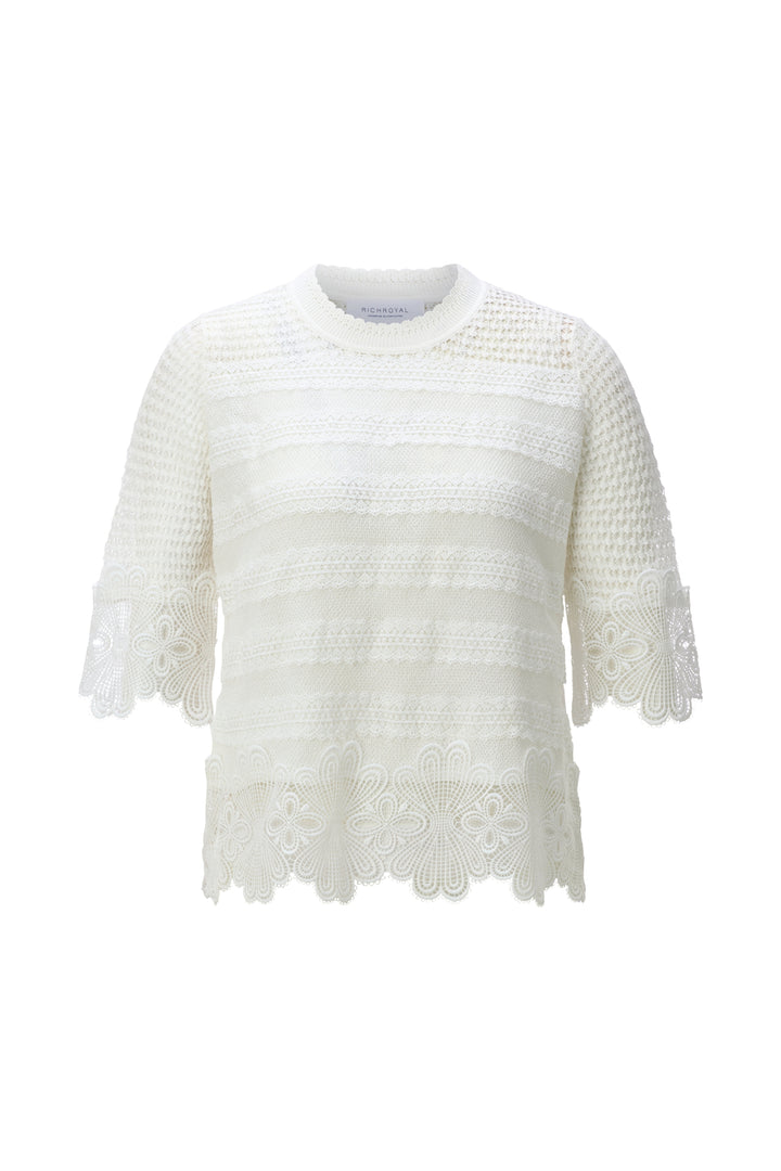 RNK SH SLVS Lace Stitch, pearl white 113 Bild 1