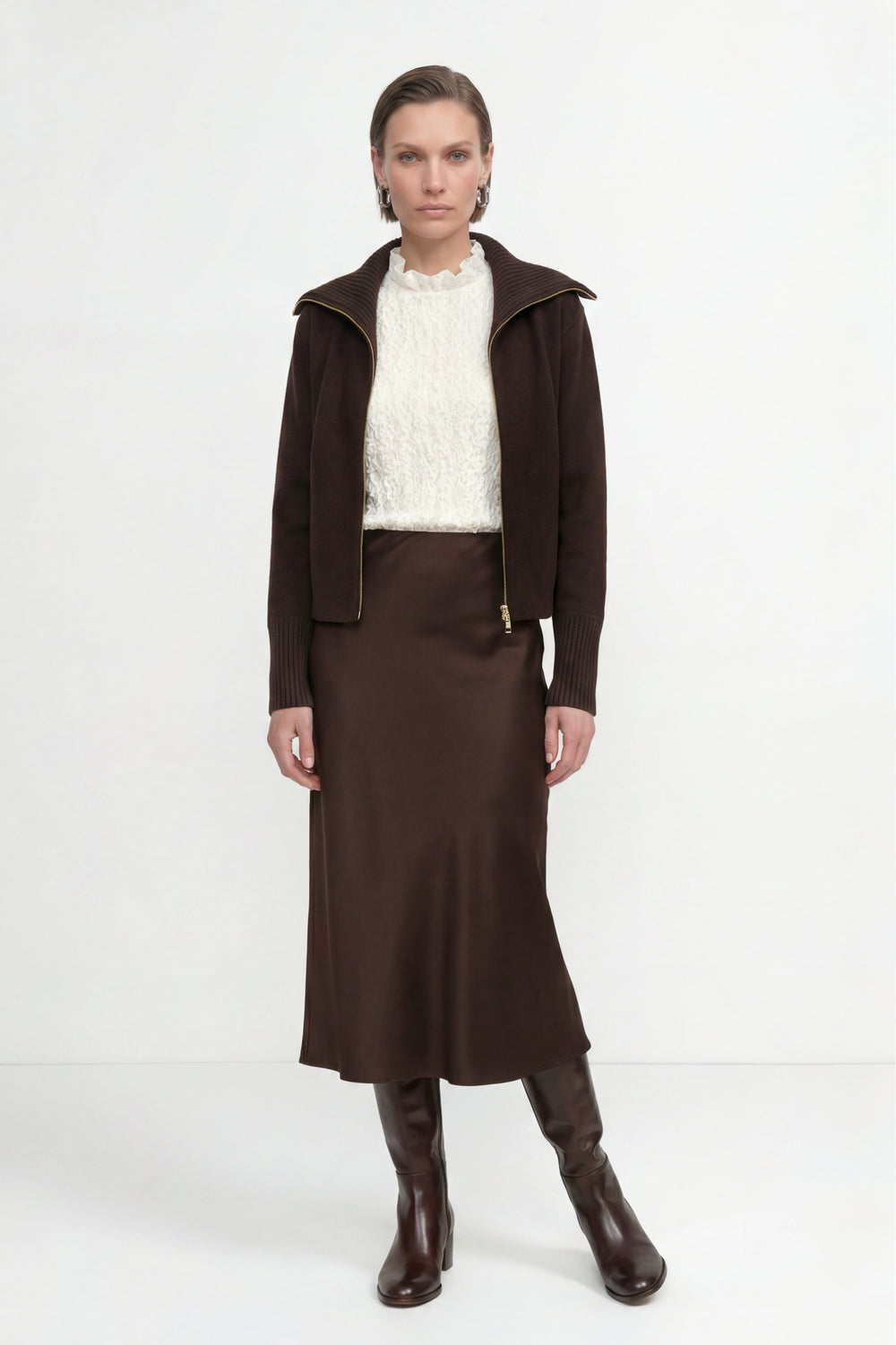 Satin Midi Skirt, chocolate torte 298 Bild 2