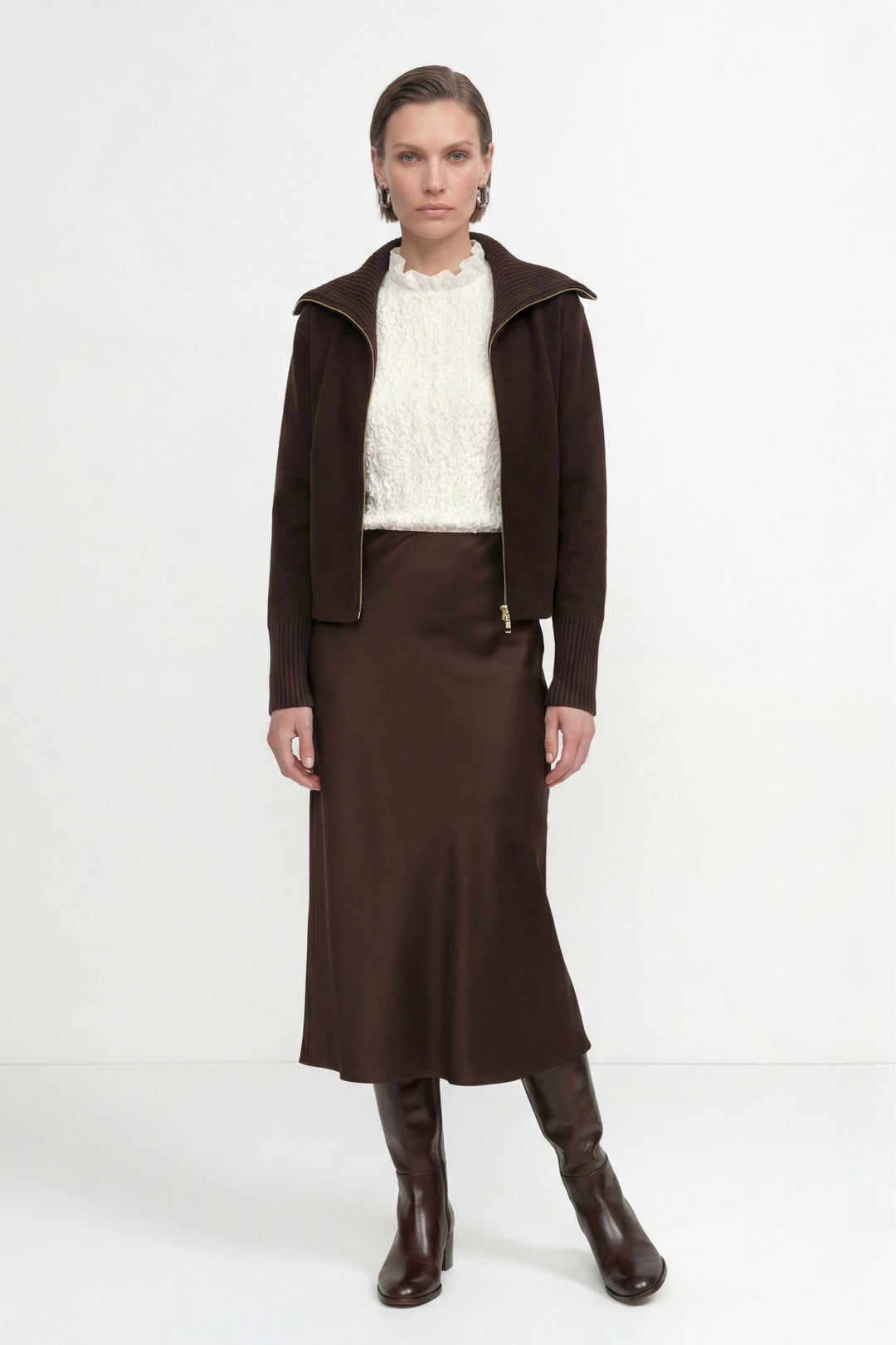 Satin Midi Skirt, chocolate torte 298 Bild 2
