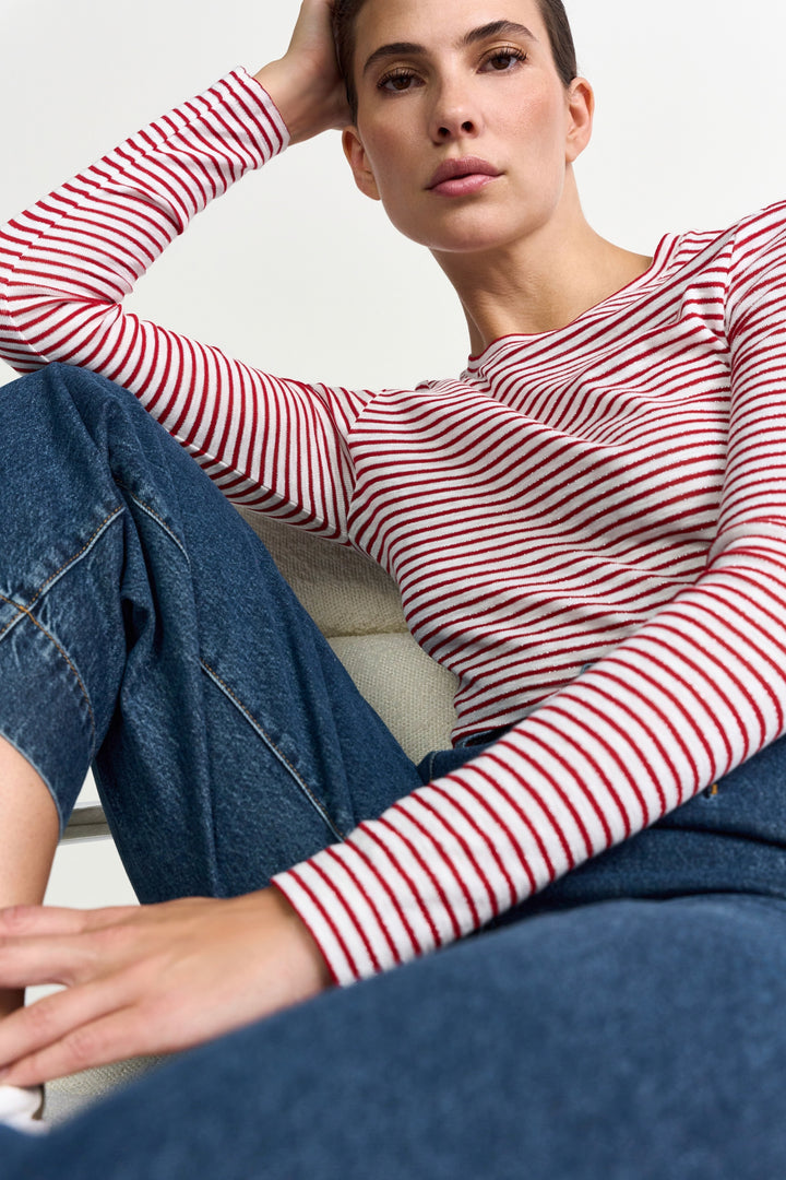 Sparkle Striped Longsleeve, holiday red 557 Bild 3